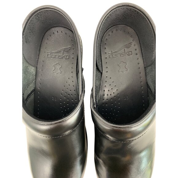 Dansko Black Leather Womens Clogs Size 38 US 7.5-8 Slip-On Comfort Shoes GUC - Picture 13 of 14